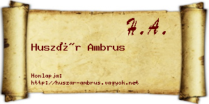 Huszár Ambrus névjegykártya